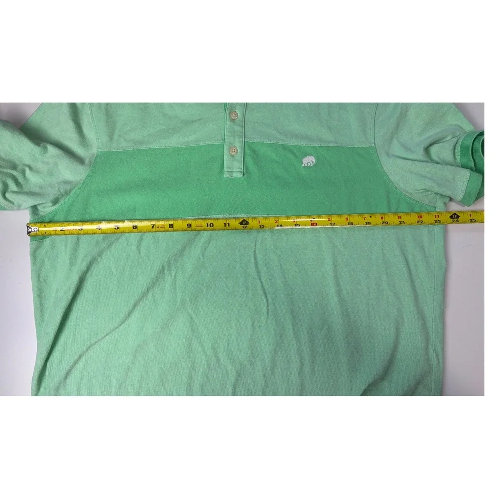 Banana Republic Mens XL Green Striped‎ Polo Shirt Elephant Logo Short Sleeve